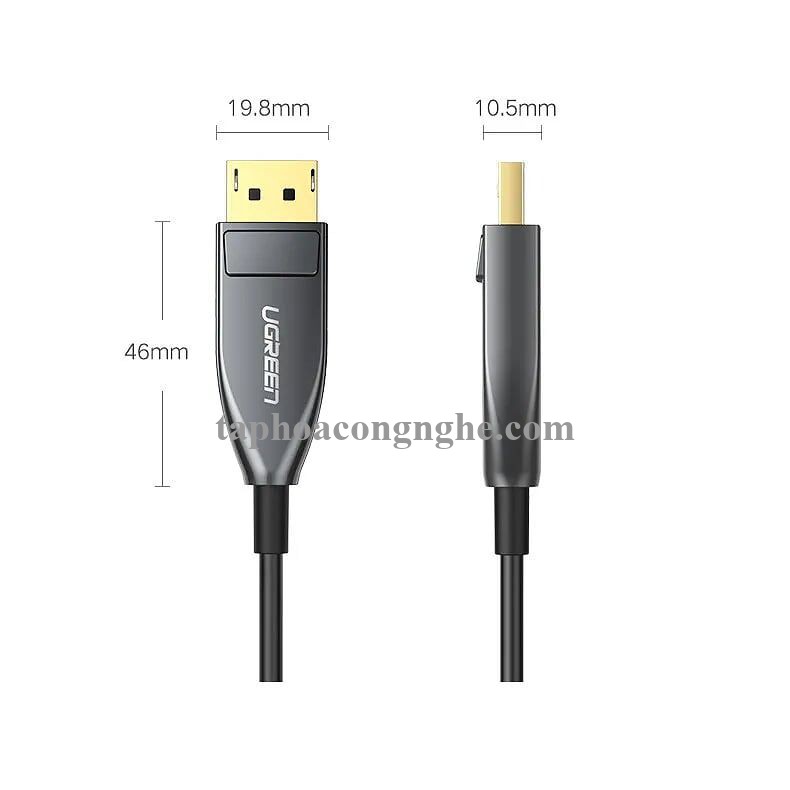 Ugreen 60270 10M Màu Đen DisplayPort 1.4 Optical fiber Male to Male cable 4K @144 Hz - 8K@ 60Hz ED027 30060270